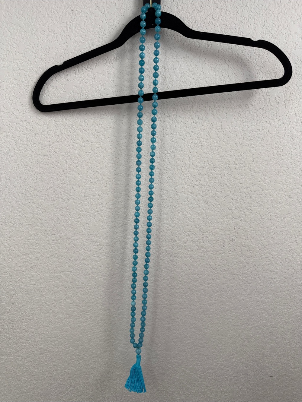 108 Bead Mala Blue Stone Necklace- Handmade ~ 29 inches
